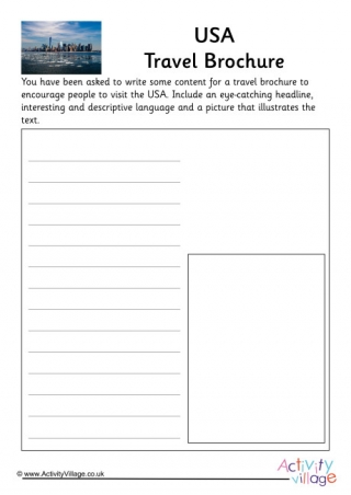 USA Travel Brochure Worksheet