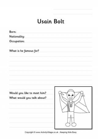 Usain Bolt Worksheet