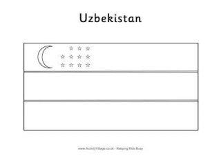 Uzbekistan Flag Colouring Page