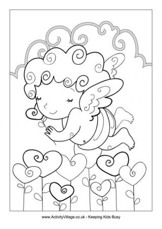 Valentine Angel Colouring Page 