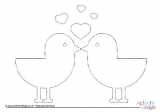 Valentine Birds Tracing Page