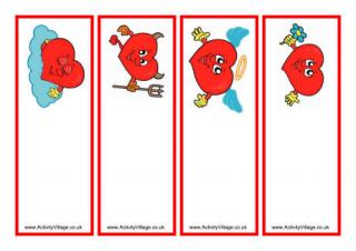 Valentine Bookmarks - Red Hearts