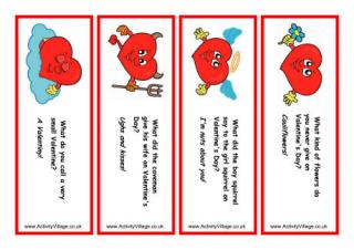 Valentine Bookmarks - Red Hearts Jokes