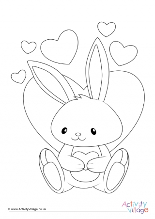 Valentine Bunny Colouring Page