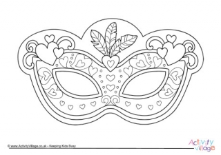 Valentines Mask Colouring Page