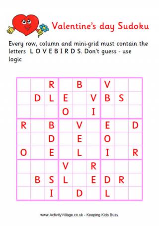 Valentine Word Sudoku - Difficult