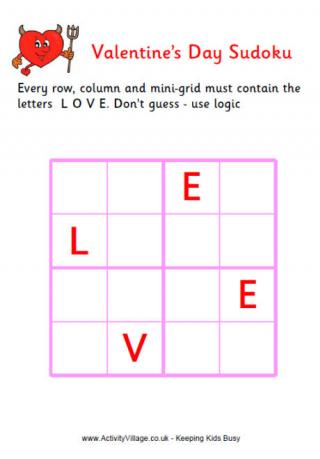 Valentine Word Sudoku - Easy