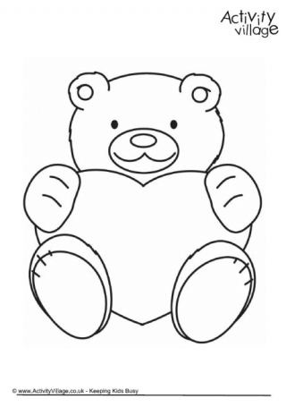 Valentine Teddy Colouring Page