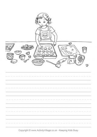 Valentine's Baking Cookies Story Paper