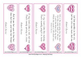 Valentine Bookmarks - Burns