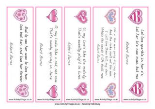 Valentine Bookmarks - Burns