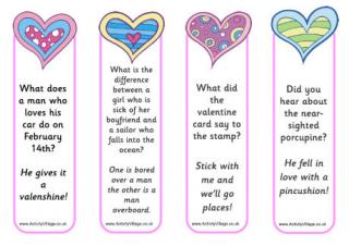 Valentines Bookmarks Jokes