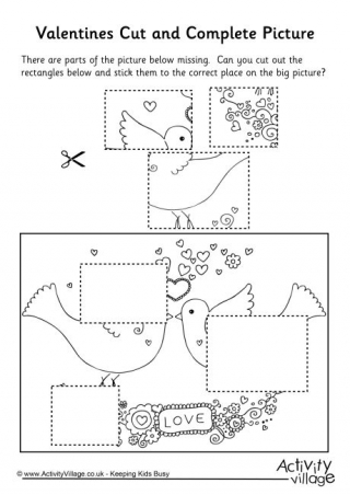 Valentines Cut and Complete the Picture