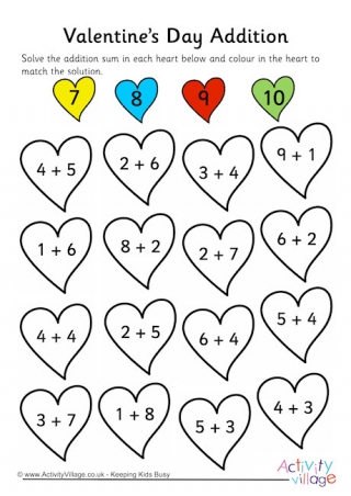 Valentine's Day Addition Worksheet