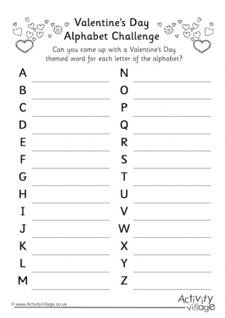 Valentine's Day Alphabet Challenge