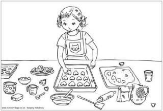 Valentine's Day Baking Colouring Page
