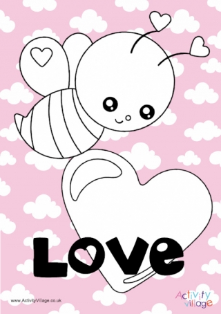 Valentine's Day Bee Colour Pop Colouring Page