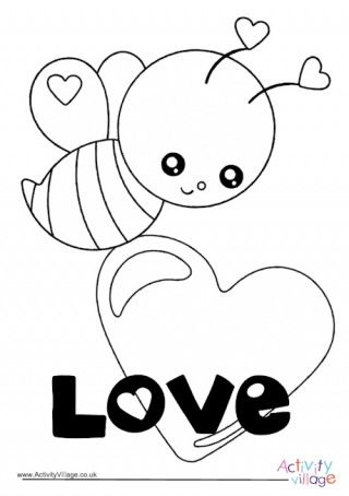 Valentine's Day Bee Colouring Page