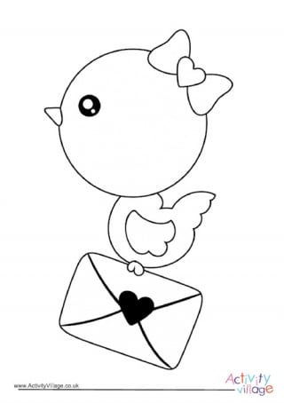 Valentine's Day Chick Colouring Page