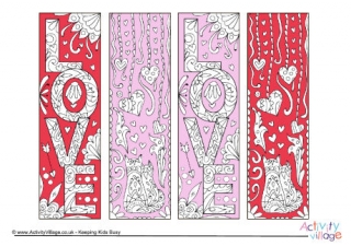 Valentine's Day Doodle Colour Pop Colouring Bookmarks