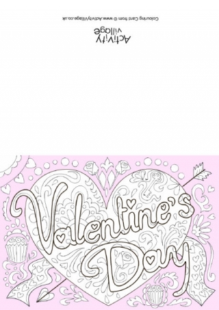 Valentine's Day Doodle Colour Pop Colouring Card