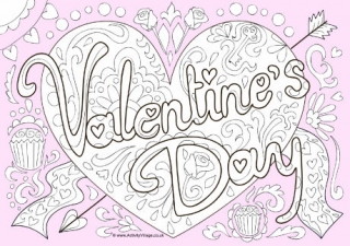 Valentine's Day Doodle Colour Pop Colouring Page
