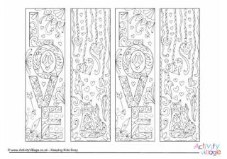 Valentine's Day Doodle Colouring Bookmarks
