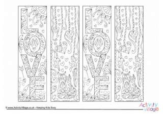 Valentine's Day Doodle Colouring Bookmarks