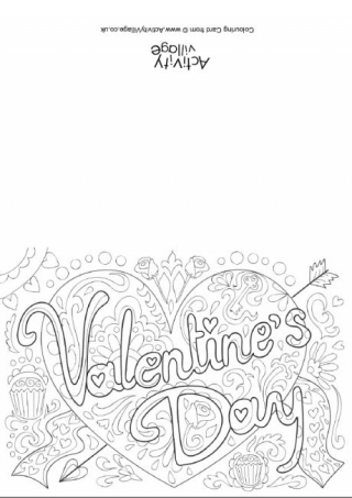 Valentine's Day Doodle Colouring Card