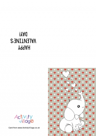 Valentine's Day Elephant Colour Pop Colouring Card
