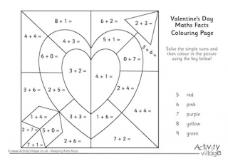 Valentine's Day Maths Facts Colouring Page