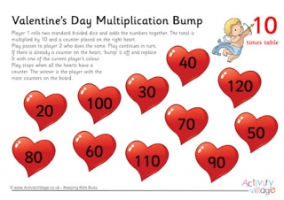 Valentines Day Multiplication Bump 10 Times Table