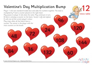 Valentines Day Multiplication Bump 12 Times Table