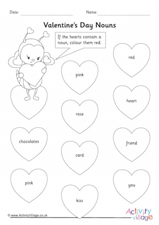 Valentine's Day Nouns Worksheet