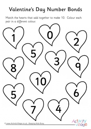 Valentine's Day Number Bonds Worksheet
