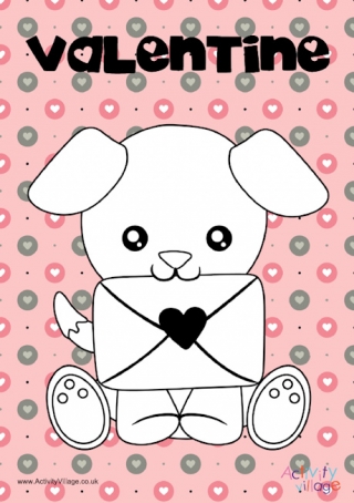 Valentine's Day Puppy Colour Pop Colouring Page
