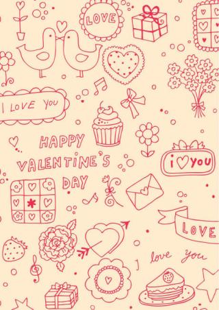 Valentine's Day Scrapbook Paper - Doodles 2