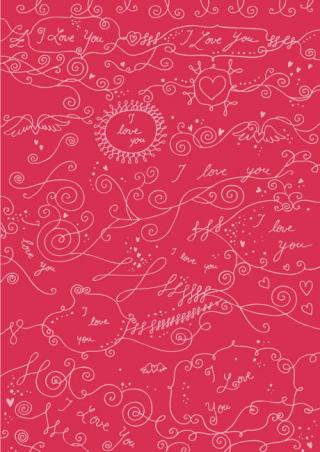 Valentine's Day Scrapbook Paper - Doodles