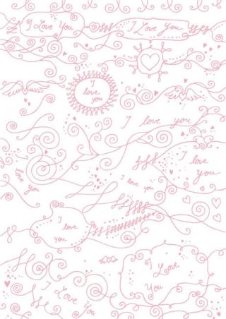 Valentine's Day Scrapbook Paper - Doodles White
