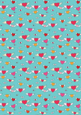 Valentine's Day Scrapbook Paper - Flying Hearts