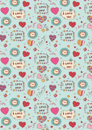 Valentine's Day Scrapbook Paper - I Love You Mint