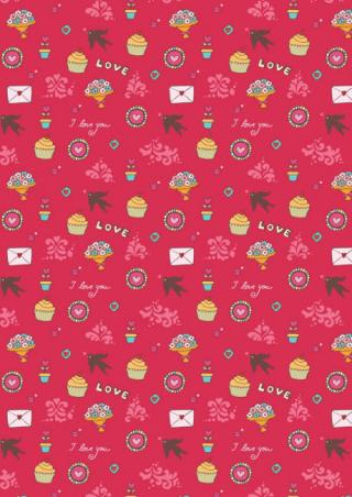 Valentine's Day Scrapbook Paper - I Love You Pink