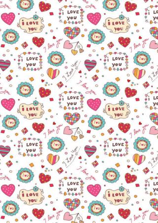 Valentine's Day Scrapbook Paper - I Love You White