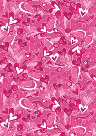 Valentine's Day Scrapbook Paper - Pink Hearts and Swirls