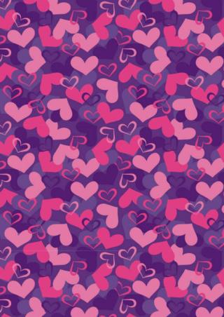 Valentine's Day Scrapbook Paper - Purple and Pink Hearts
