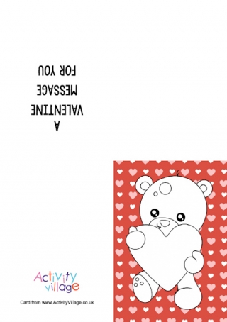 Valentine's Day Teddy Colour Pop Colouring Card