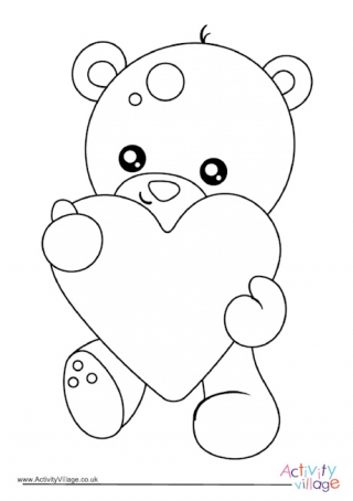 Valentine's Day Teddy Colouring Page