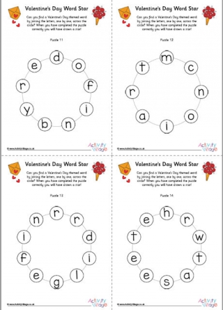 Valentine's Day Word Star Puzzles