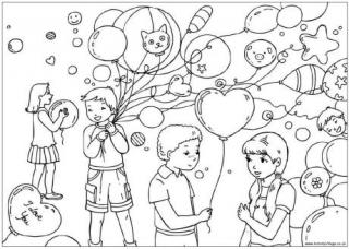 Valentines Party Colouring Page