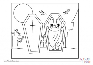Vampire Cat Colouring Page